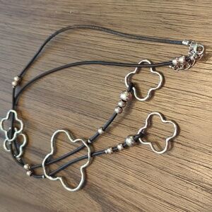 Necklaces black cord silver accents